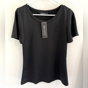 Mikarose Black Ruffle Sleeve Top